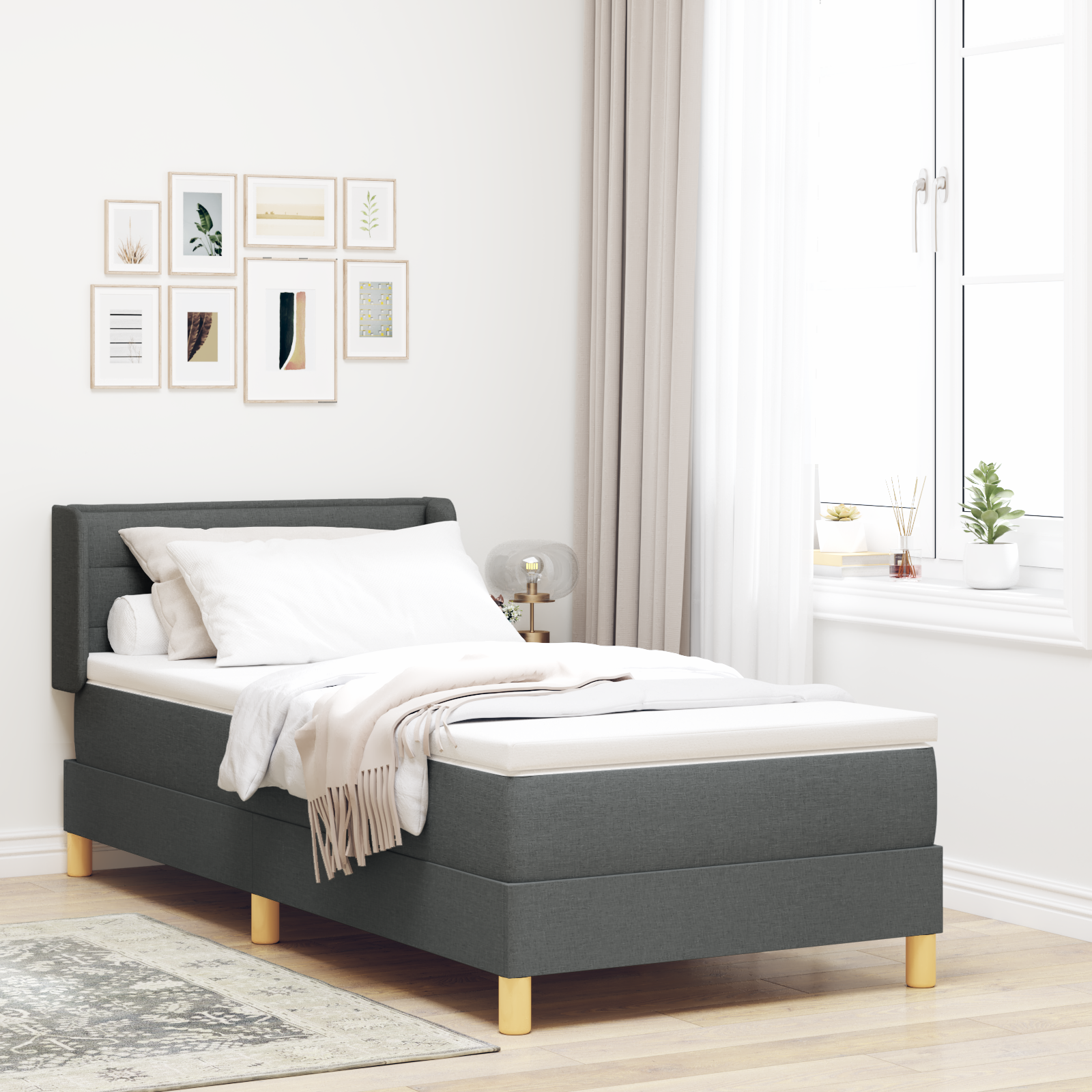 <strong>letto A Molle</Strong> Grigio Scuro 100 X 200 cm