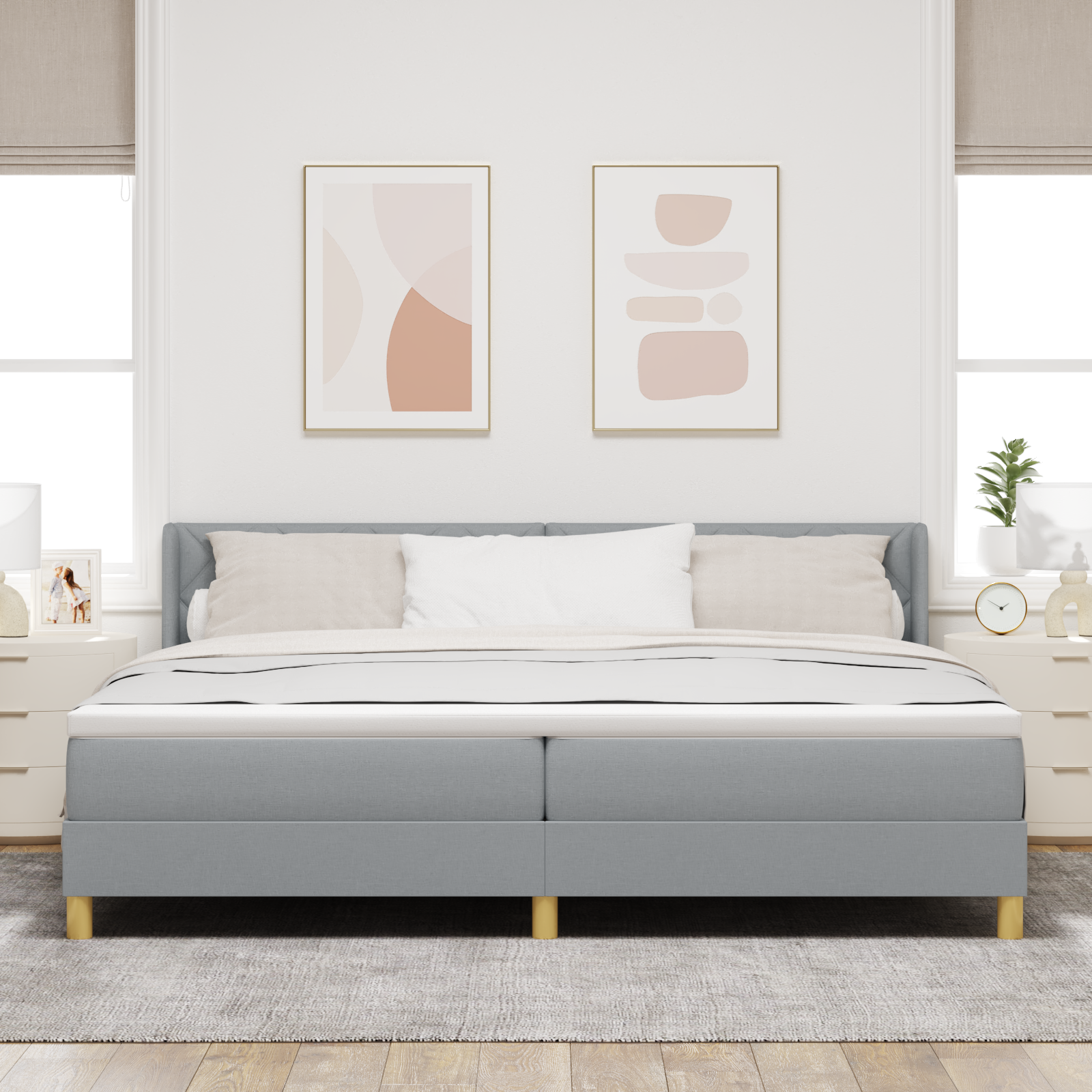<strong>letto A Molle</Strong> Grigio Chiaro 200 X 200 cm - Image 5