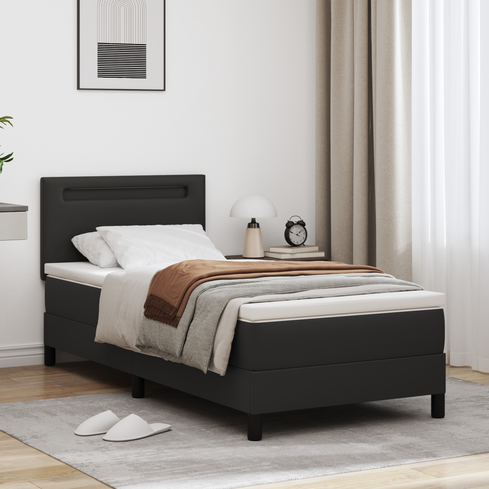 Letto A Volete Con Materasso – Nero, 90x200 Cm, Ecopelle