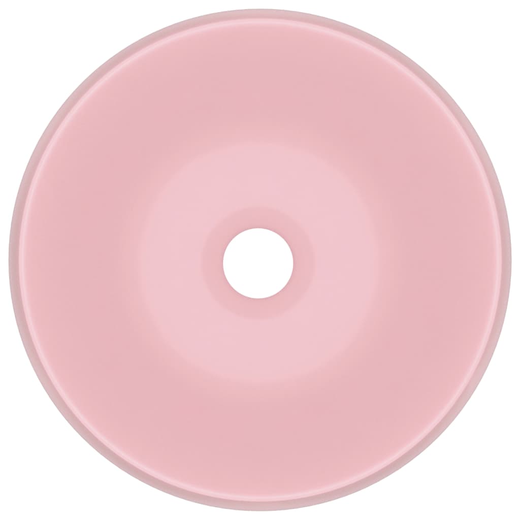 Lavandino Lusso Rotondo Rosa Opaco 40x15 Cm In Ceramica - Image 3