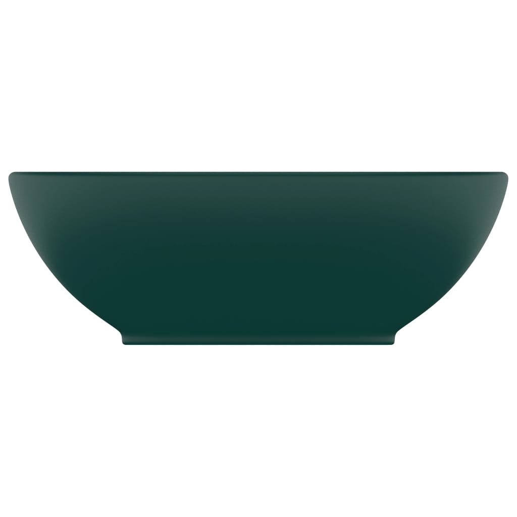 Lavandino Lusso Ovale Verde Scuro Opaco 40x33 Cm In Ceramica - Image 3