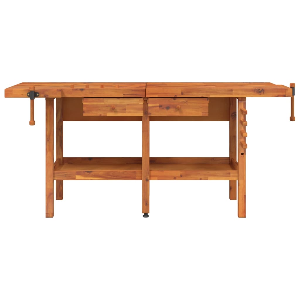 Banco Lavoro Cassetti E Morse 192x62x83cm Legno Massello Acacia - Image 4