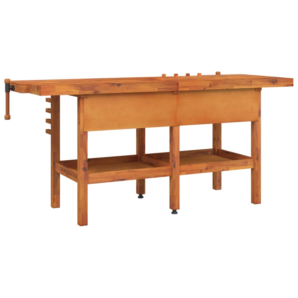 Banco Lavoro Cassetti E Morse 192x62x83cm Legno Massello Acacia - Image 6