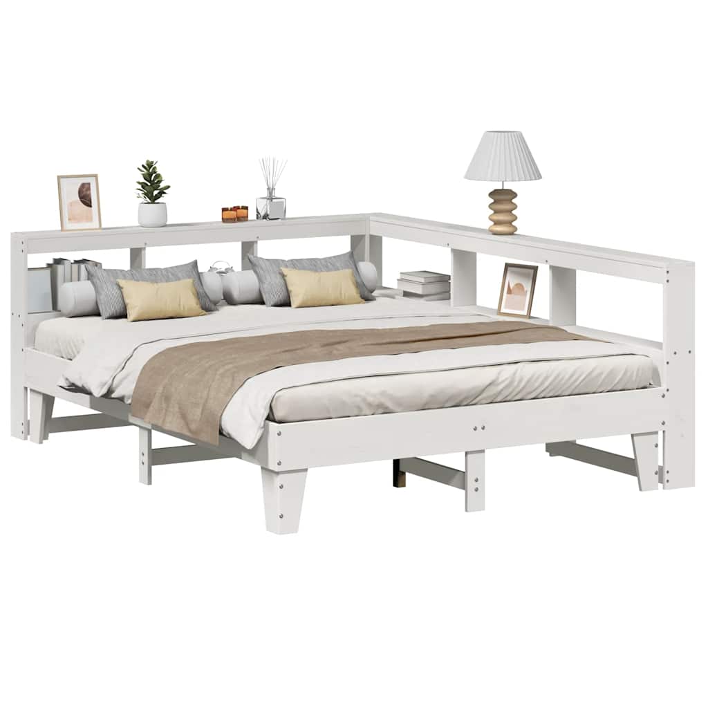 Letto Libreria Senza Materasso Bianco 140x200 Cm Legno Di Pino