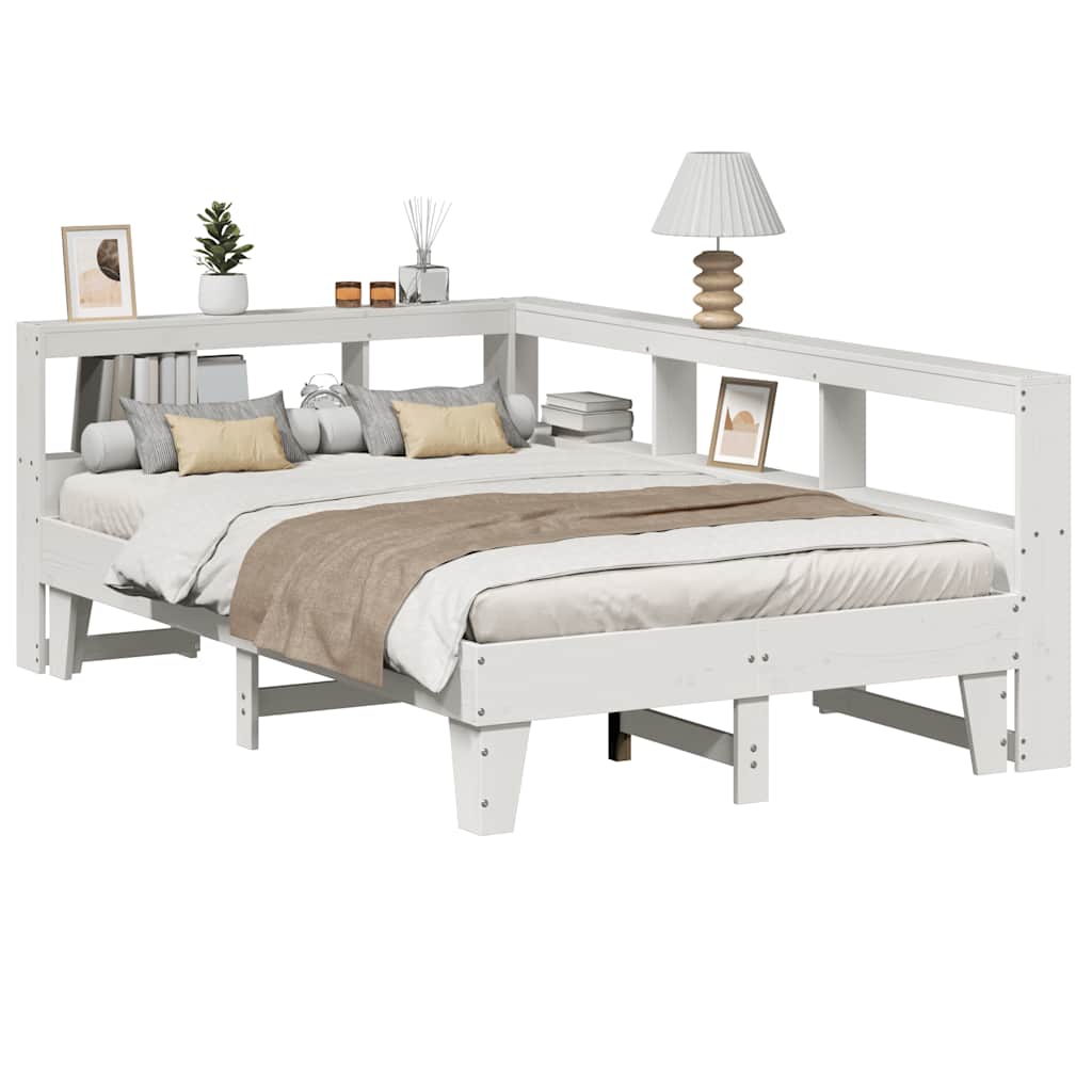 Letto Libreria Senza Materasso Bianco 140x190 Cm Legno Di Pino