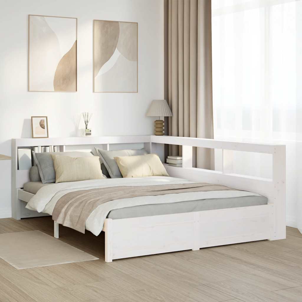 Letto Libreria Senza Materasso Bianco 140x190 Cm Legno Di Pino