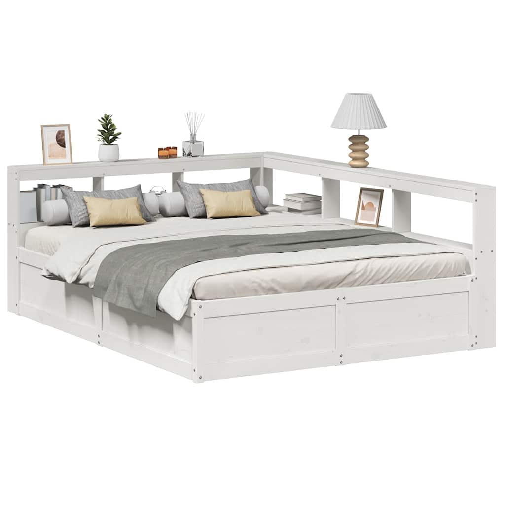 Letto Libreria Senza Materasso Bianco 140x200 Cm Legno Di Pino