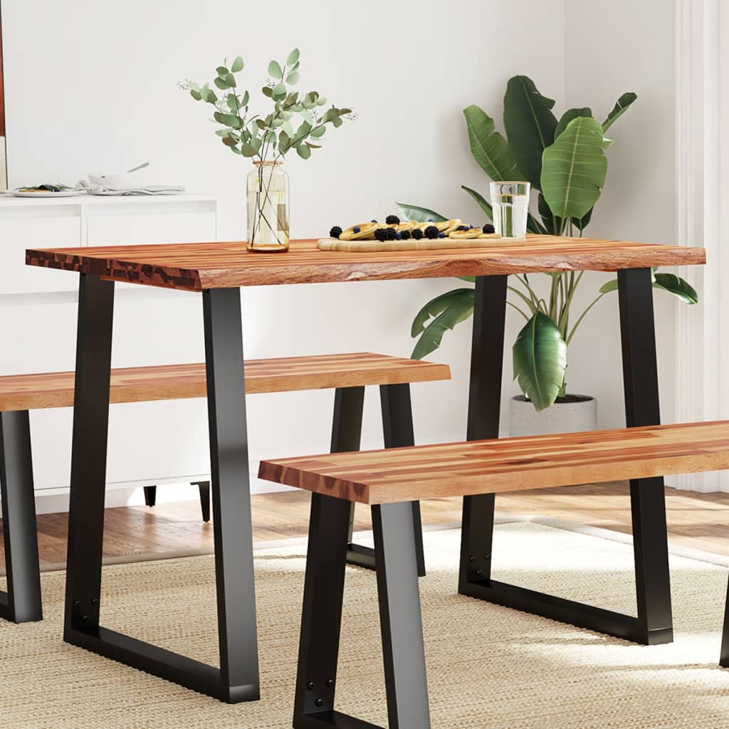 Tavolo Da Pranzo Bordi Vivi 110x70x75 Cm Legno Massello Acacia
