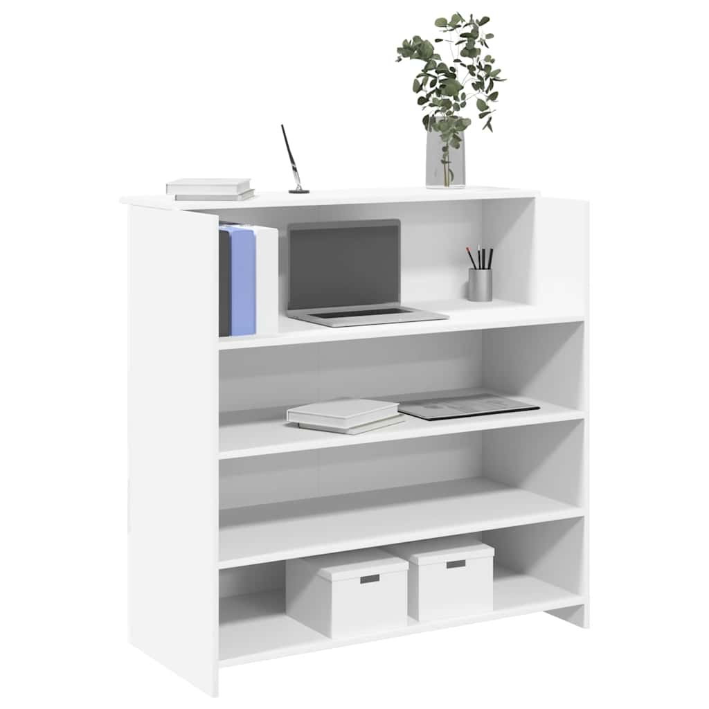 Banco Reception Bianco 100x50x103,5 Cm In Legno Multistrato