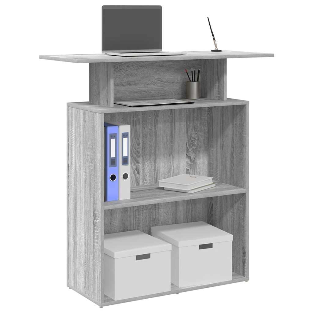 Banco Reception Grigio Sonoma 100x40x104 Cm Legno Multistrato