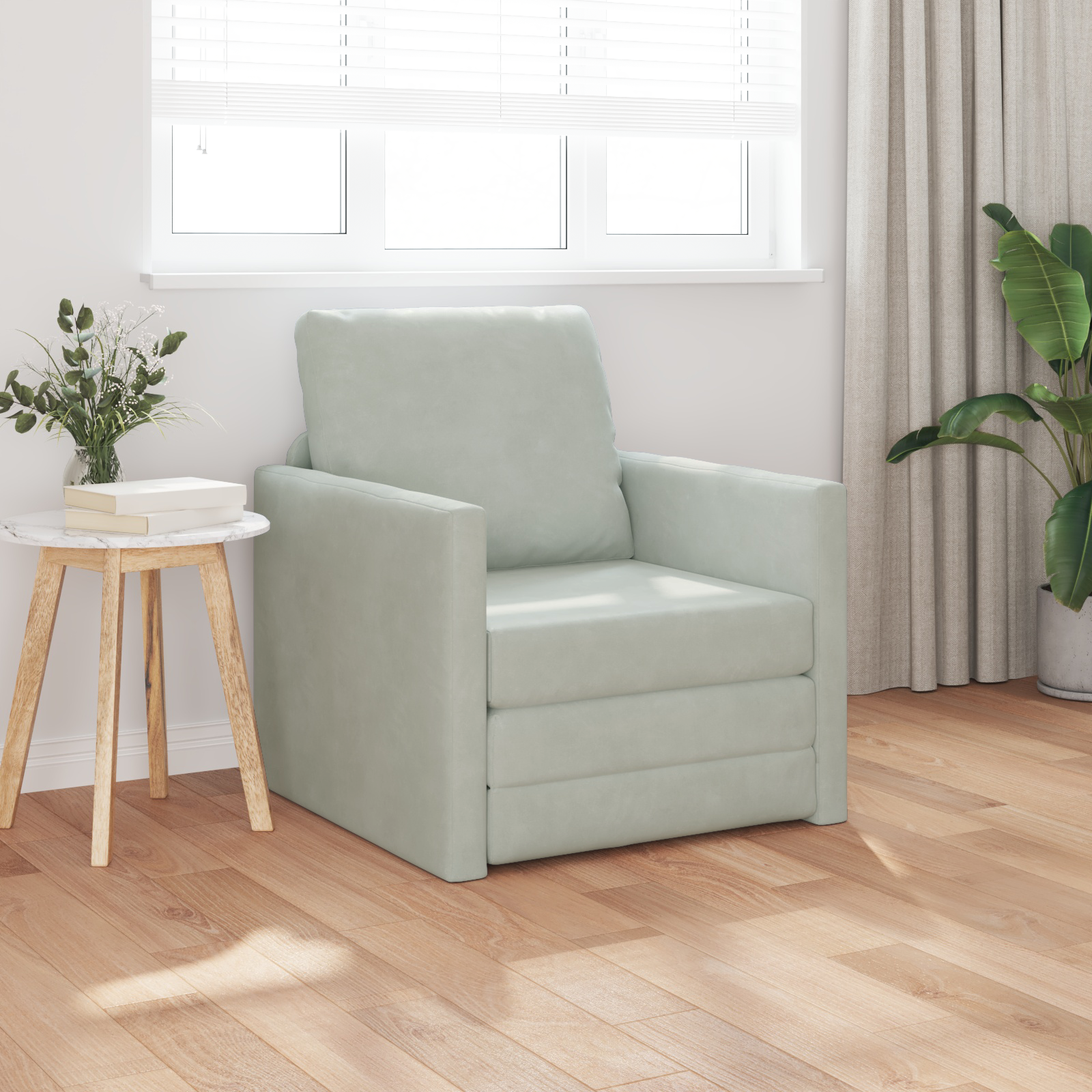 Divano Letto Grigio Chiaro 74 X 77 X 81 Cm Velluto