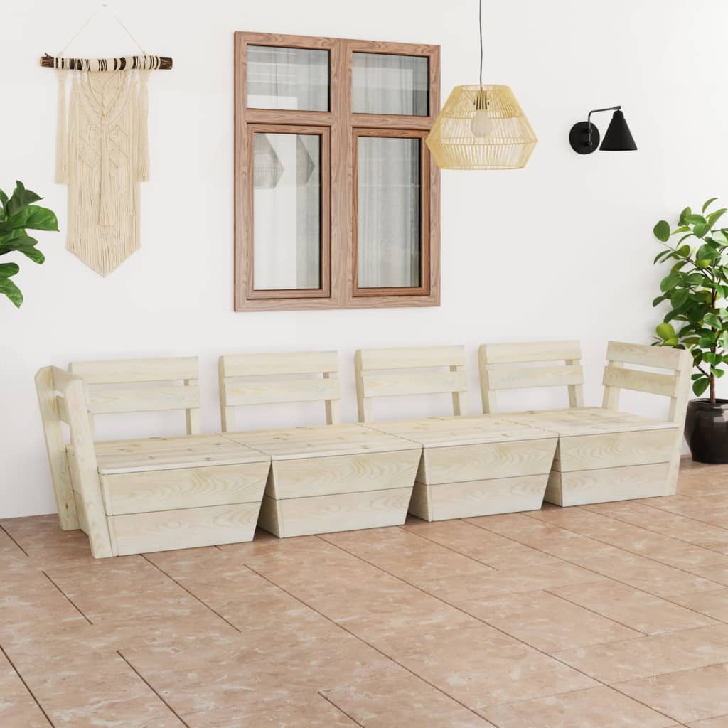 Divano Da Giardino A 4 Posti Su Pallet Legno Abete Impregnato