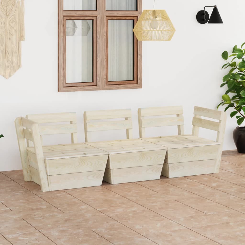 Divano Da Giardino A 3 Posti Su Pallet Legno Abete Impregnato
