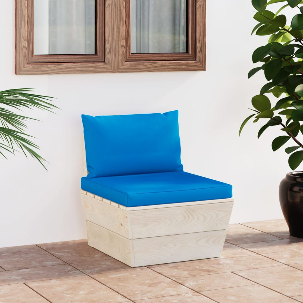 Divano Centrale Da Giardino Su Pallet E Cuscini Legno Di Abete