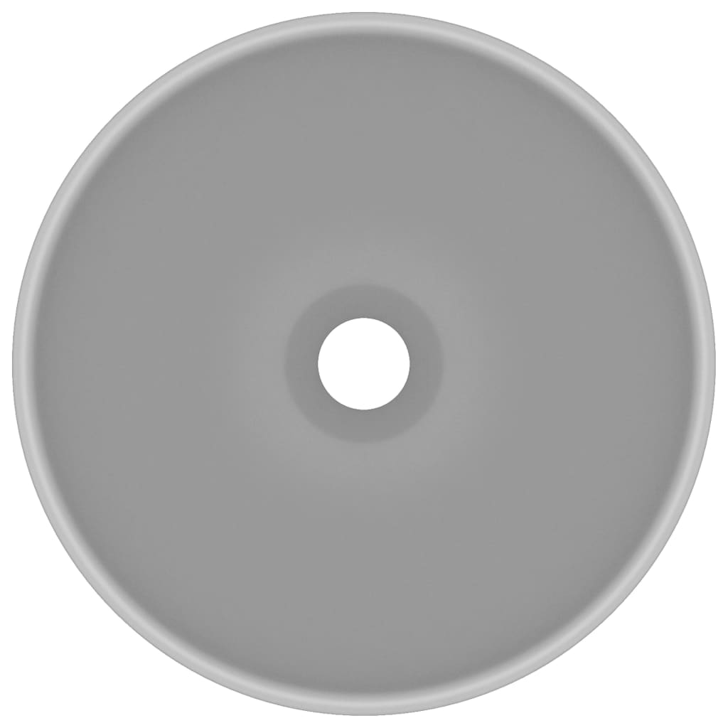 Lavandino Lusso Rotondo Grigio Chiaro Opaco 32,5x14 Cm Ceramica - Image 3