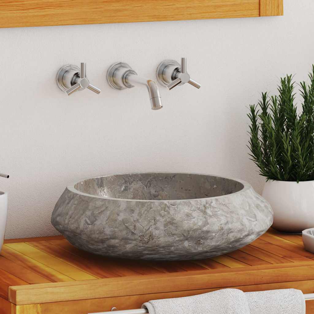 Lavandino Grigio Ø40x12 Cm In Marmo