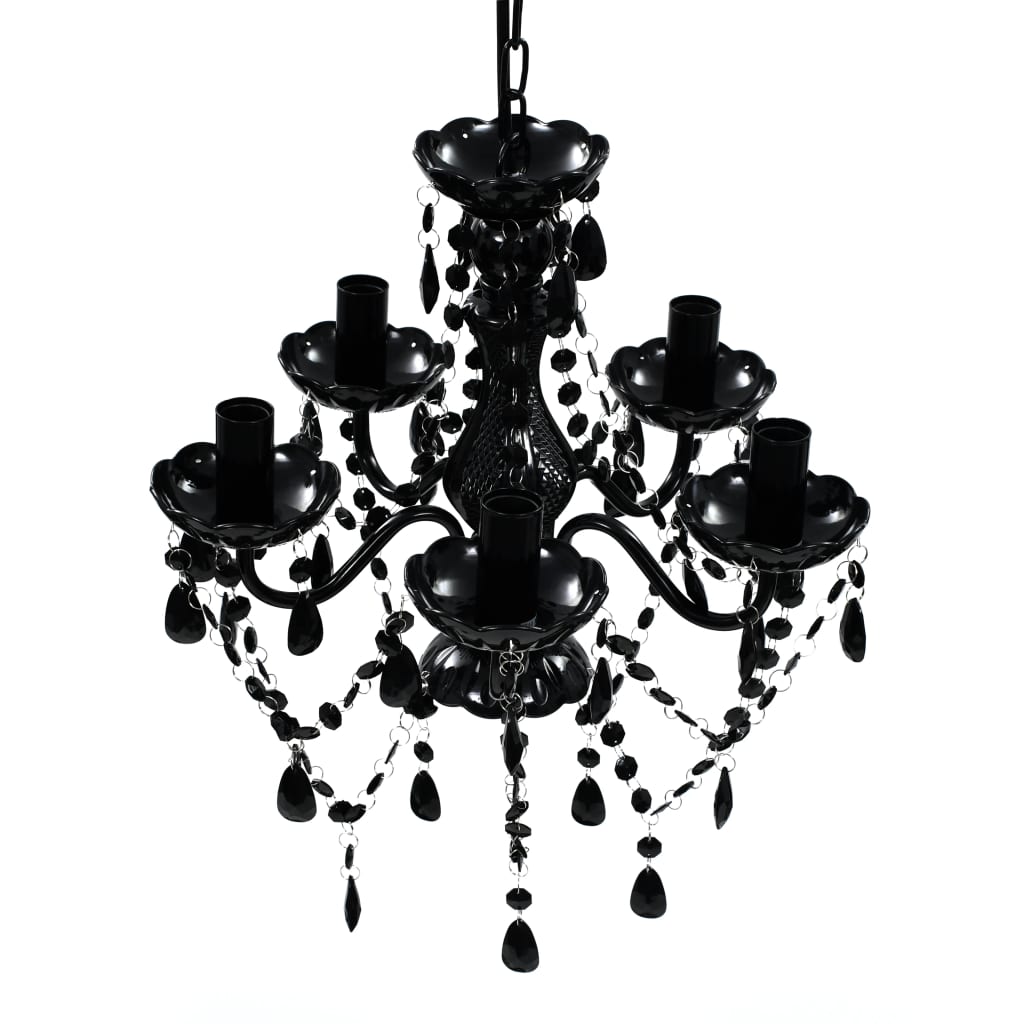 Lampadario In Cristallo Con 5 Lampadine Nero