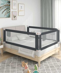 Sponda Letto Sicurezza Bambini Grigio Scuro 140x25 Cm Tessuto