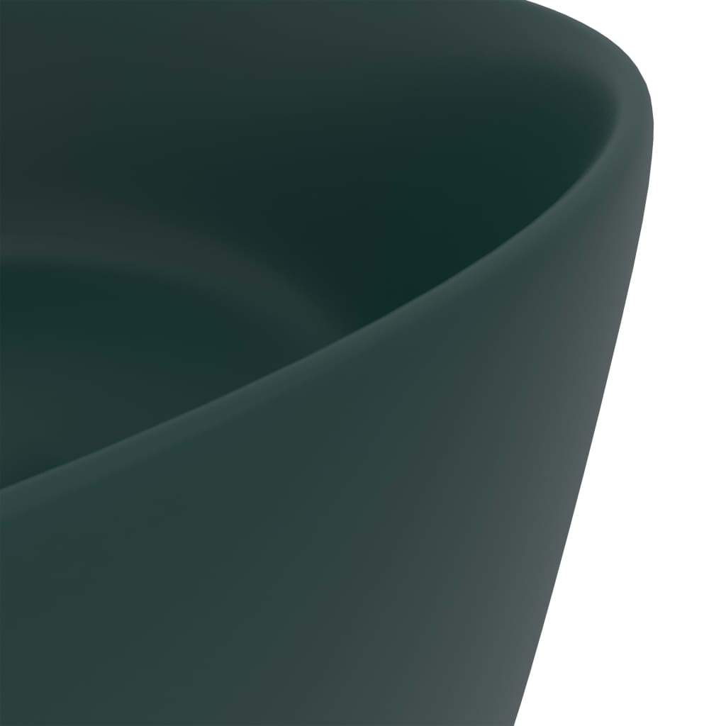 Lavandino Lusso Rotondo Verde Scuro Opaco 40x15 Cm In Ceramica - Image 5