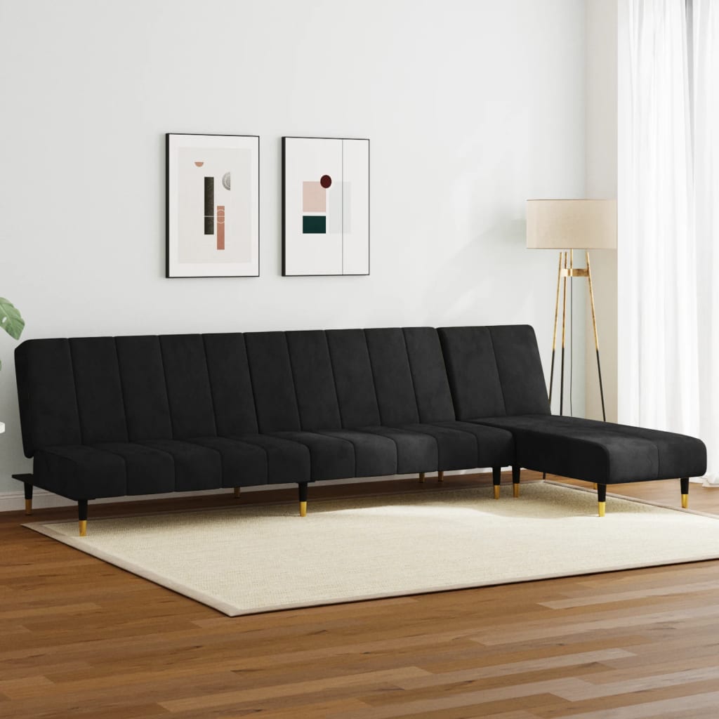 Set Di Divani 2 Pz Nero In Velluto