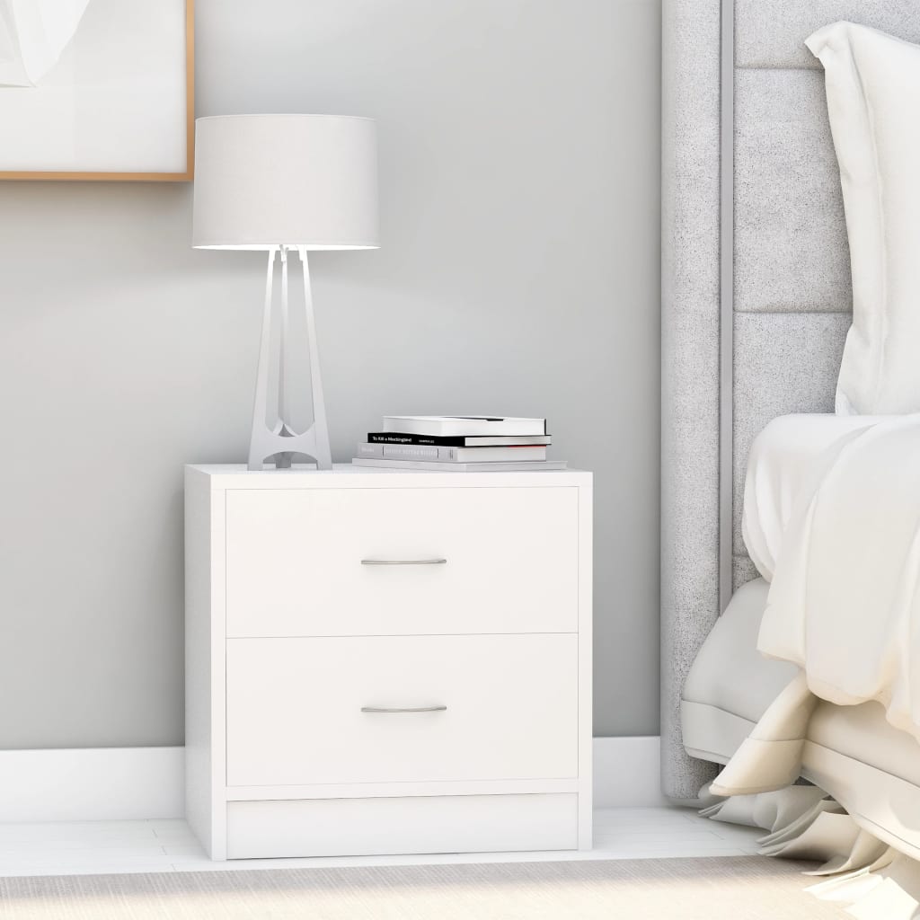 Comodini Bianchi 2 Pz 40x30x40 Cm In Legno Multistrato