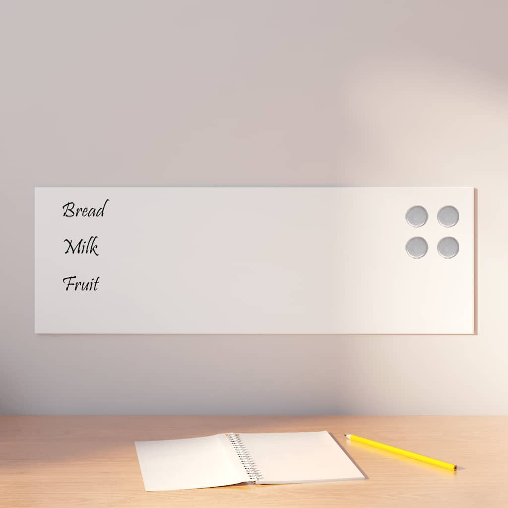 vidaXL Pizarra magnética de pared vidrio templado blanco 60x20 cm