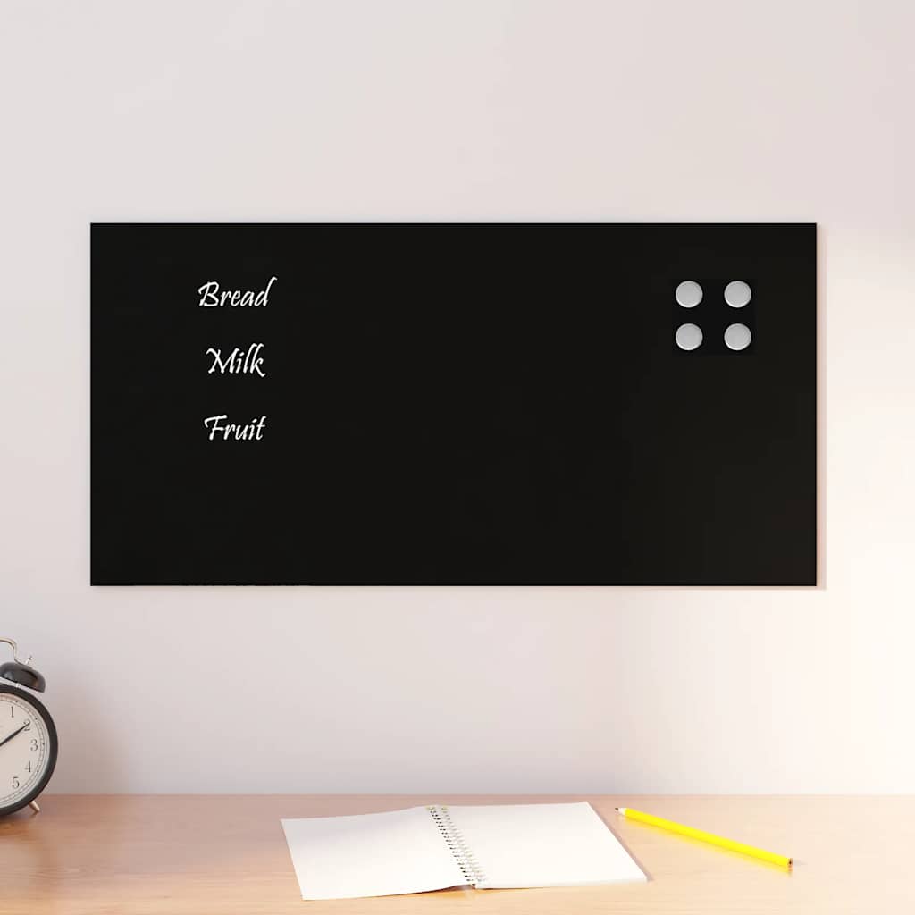 vidaXL Pizarra magnética de pared vidrio templado negro 60x30 cm