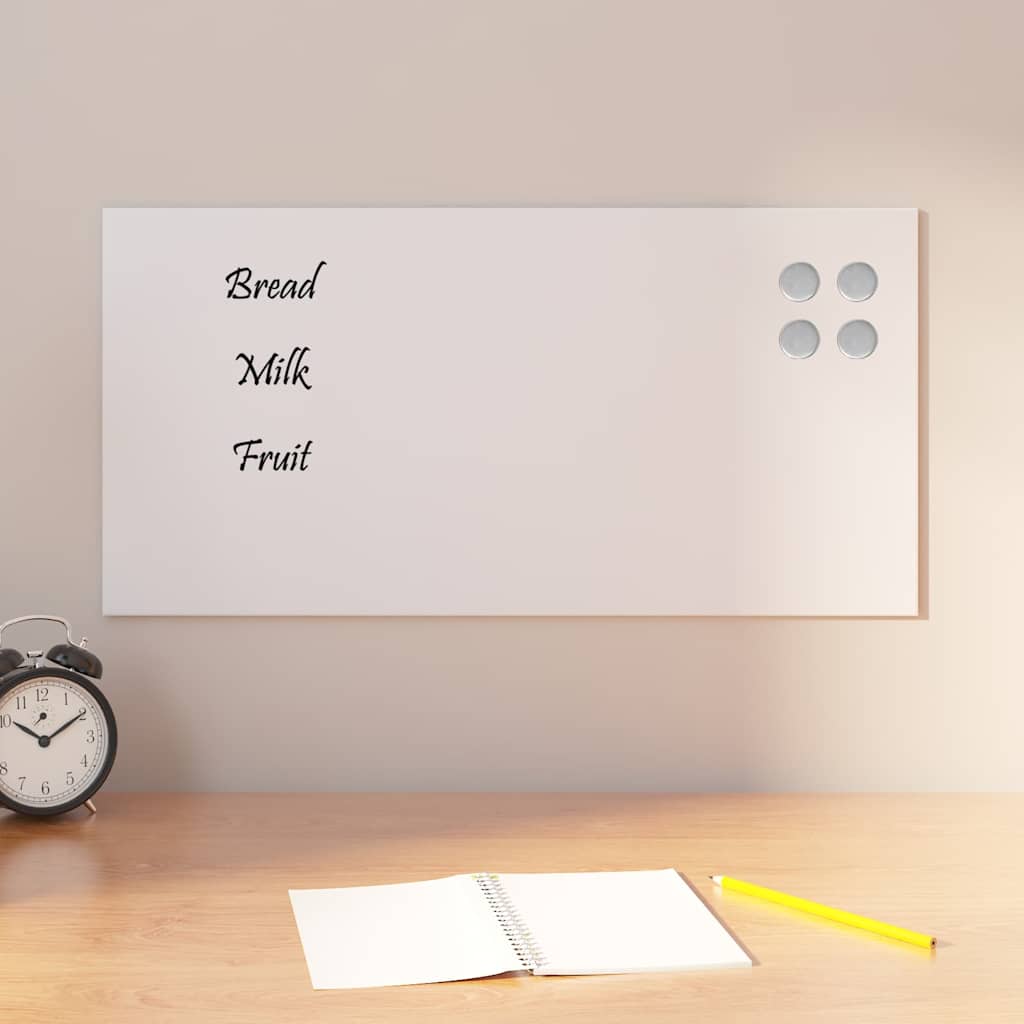 vidaXL Pizarra magnética de pared vidrio templado blanco 60x30 cm