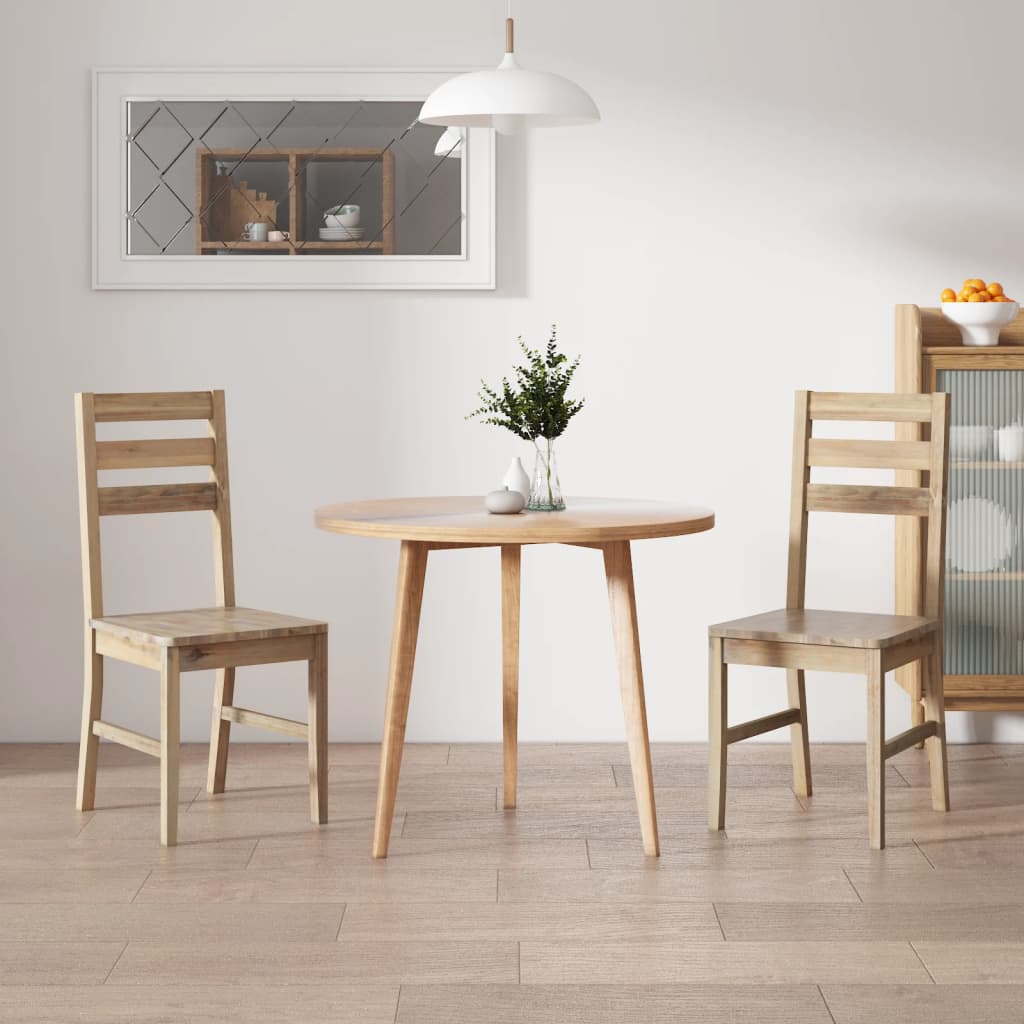 Sedie Da Pranzo 2 Pz In Legno Massello Di Acacia