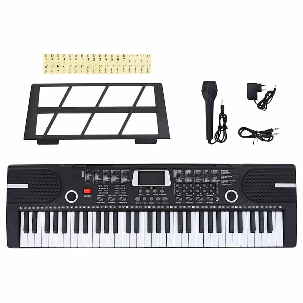 vidaXL Teclado eléctrico de piano de 61 teclas con atril para niños