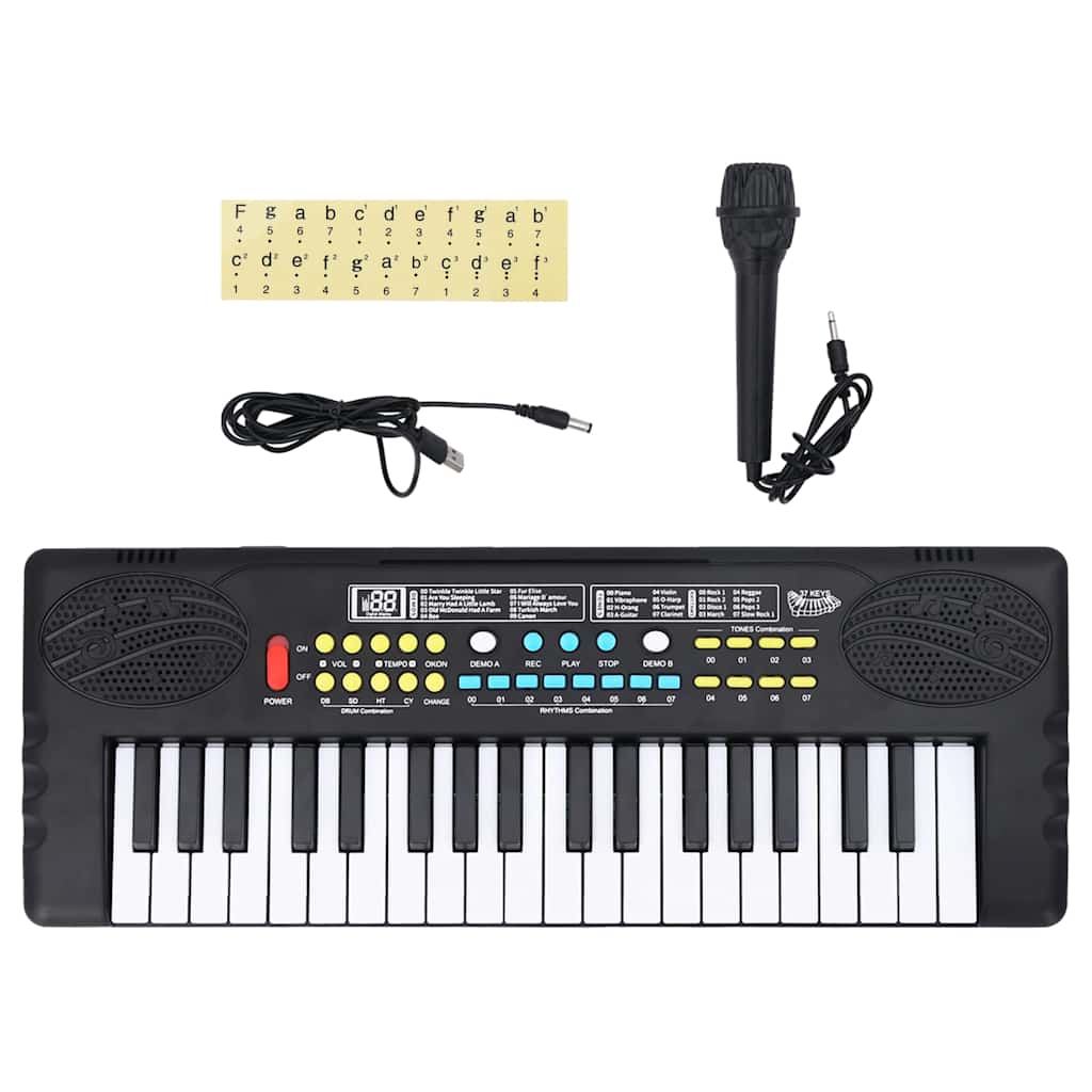 vidaXL Teclado eléctrico de piano 37 teclas con micrófono para niños