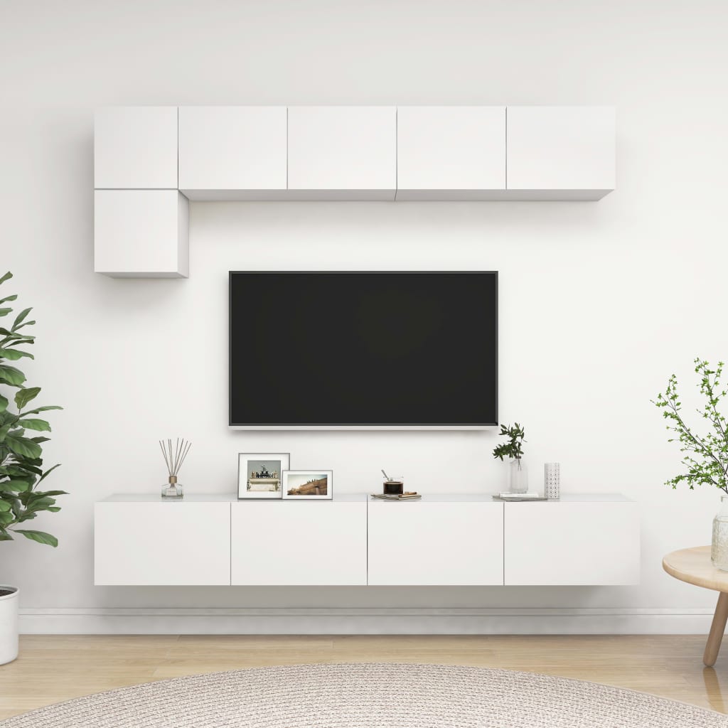 vidaXL Set de muebles de salón TV 5 piezas madera de ingeniería blanco