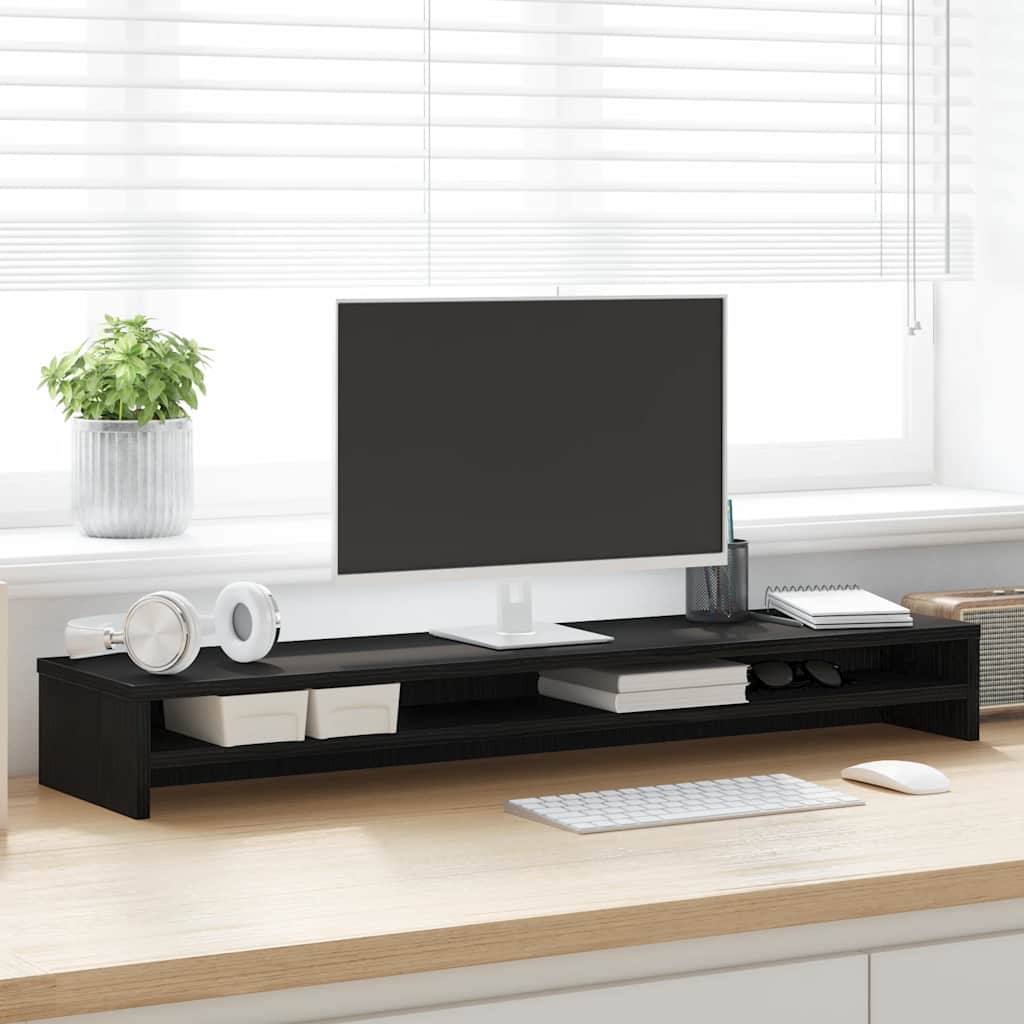 vidaXL Soporte para monitor de madera de roble negro 100x24x13 cm