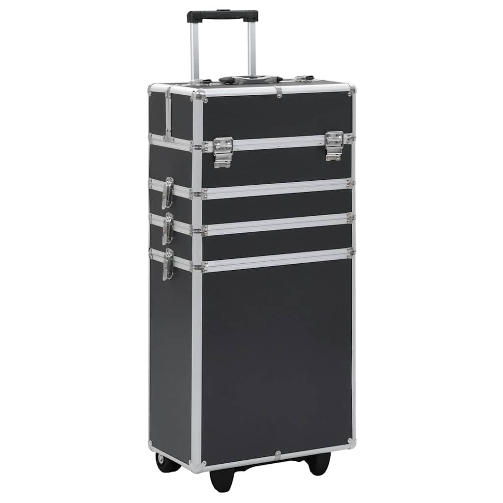 vidaXL Maletín trolley de maquillaje de aluminio negro