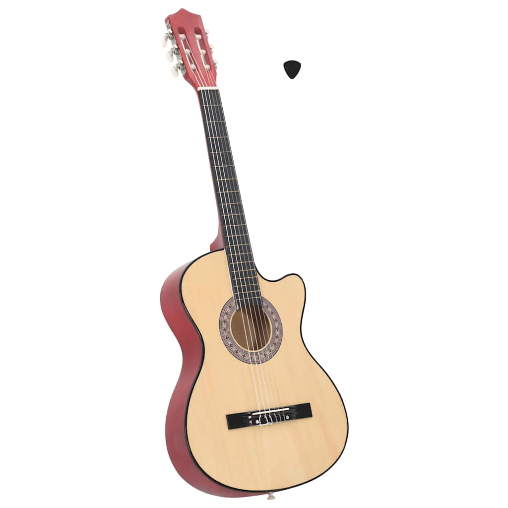 vidaXL Guitarra acústica con cutaway 6 cuerdas madera tilo 38"