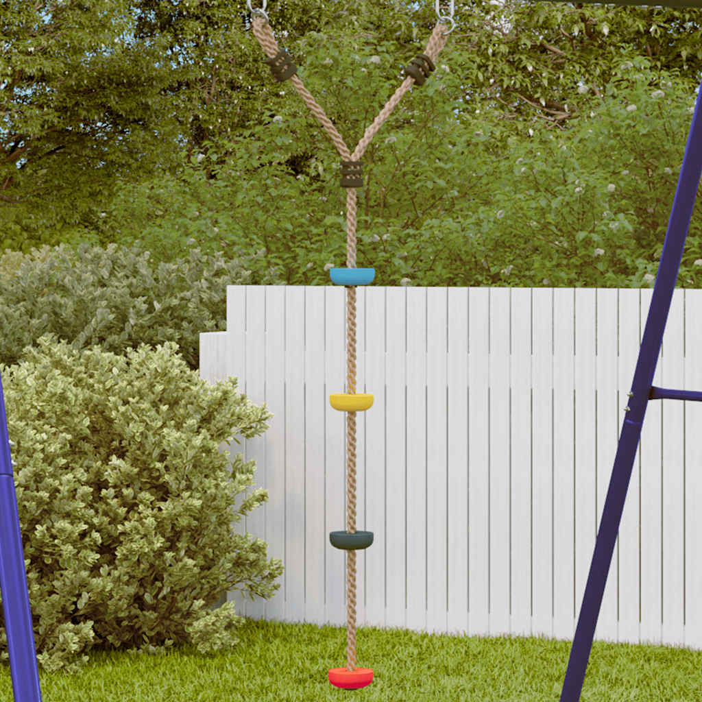 vidaXL Cuerda de escalada de discos para niños 4 peldaños multicolor