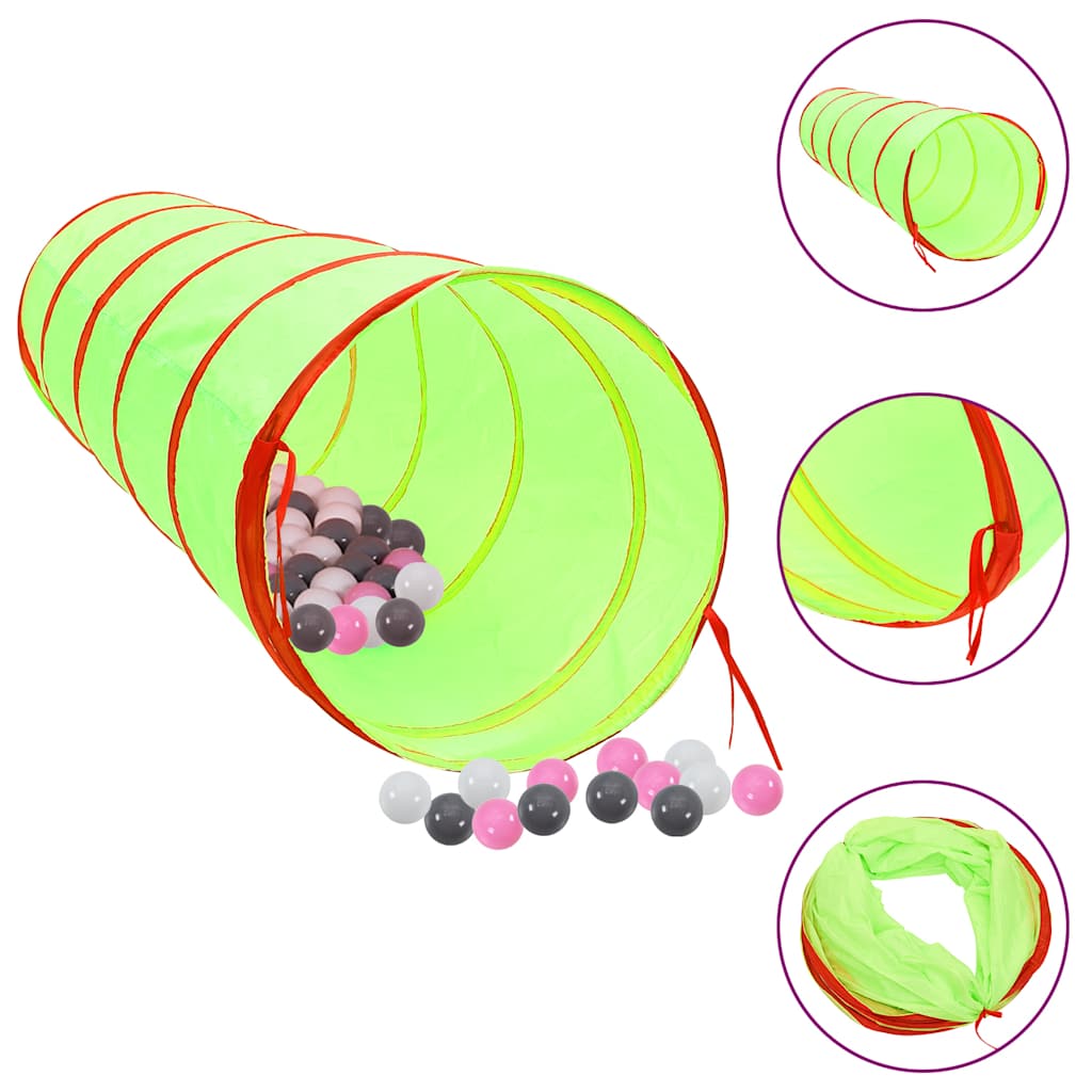 vidaXL Spieltunnel mit 250 Bällen Grün 175 cm Polyester