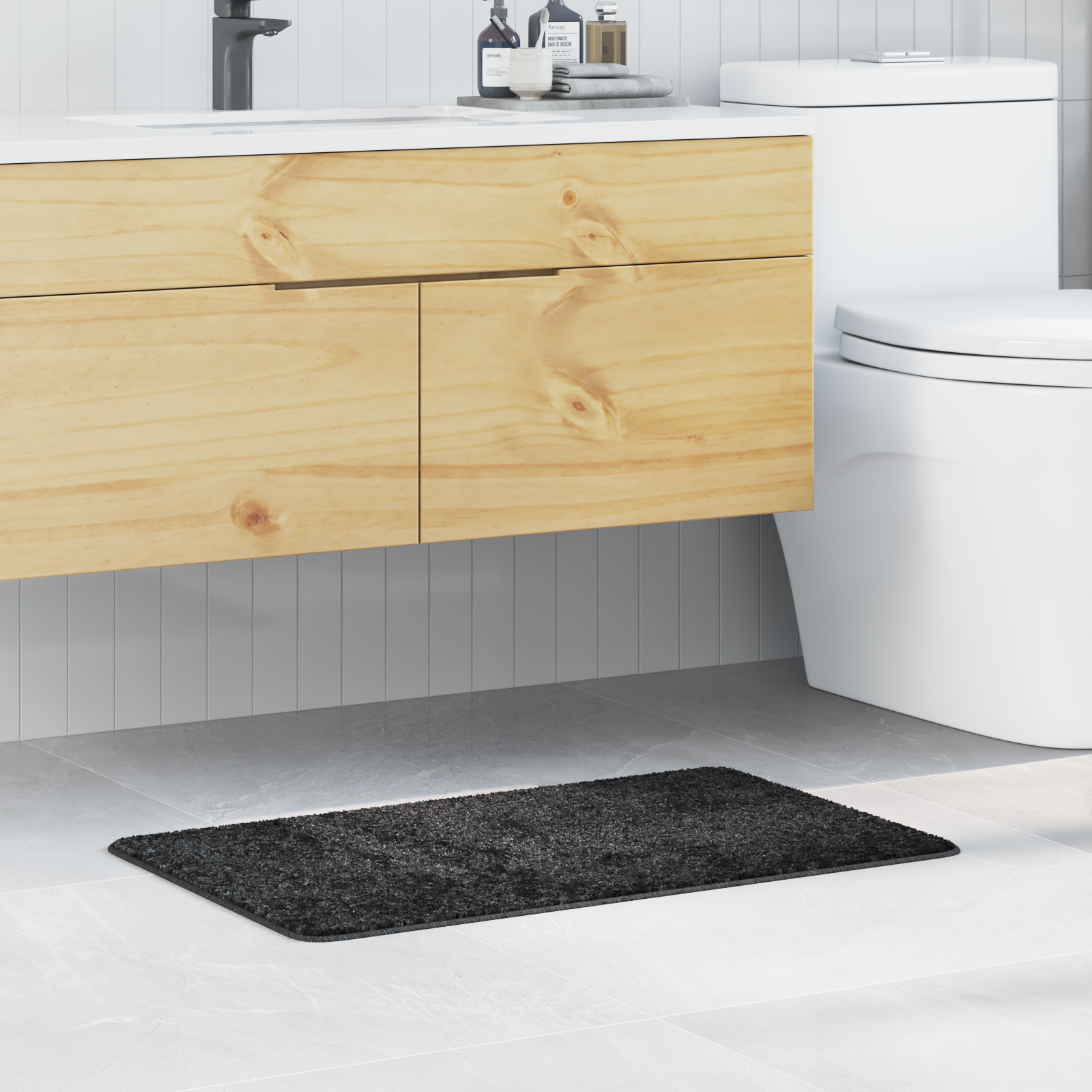 Tappetino Da Bagno Antiscivolo Grigio Scuro 50 X 80 Cm pp