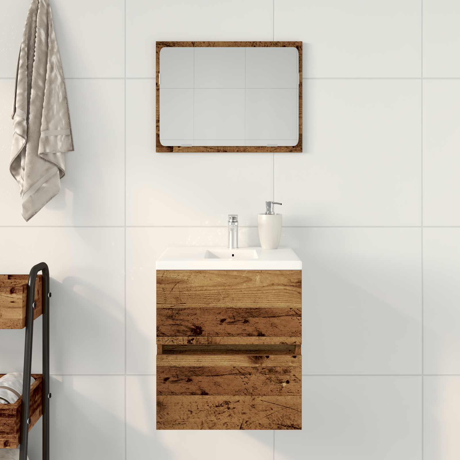 Mobile Lavabo Da Bagno Legno Antico 41x38,5x45 Cm In Truciolato - Image 4