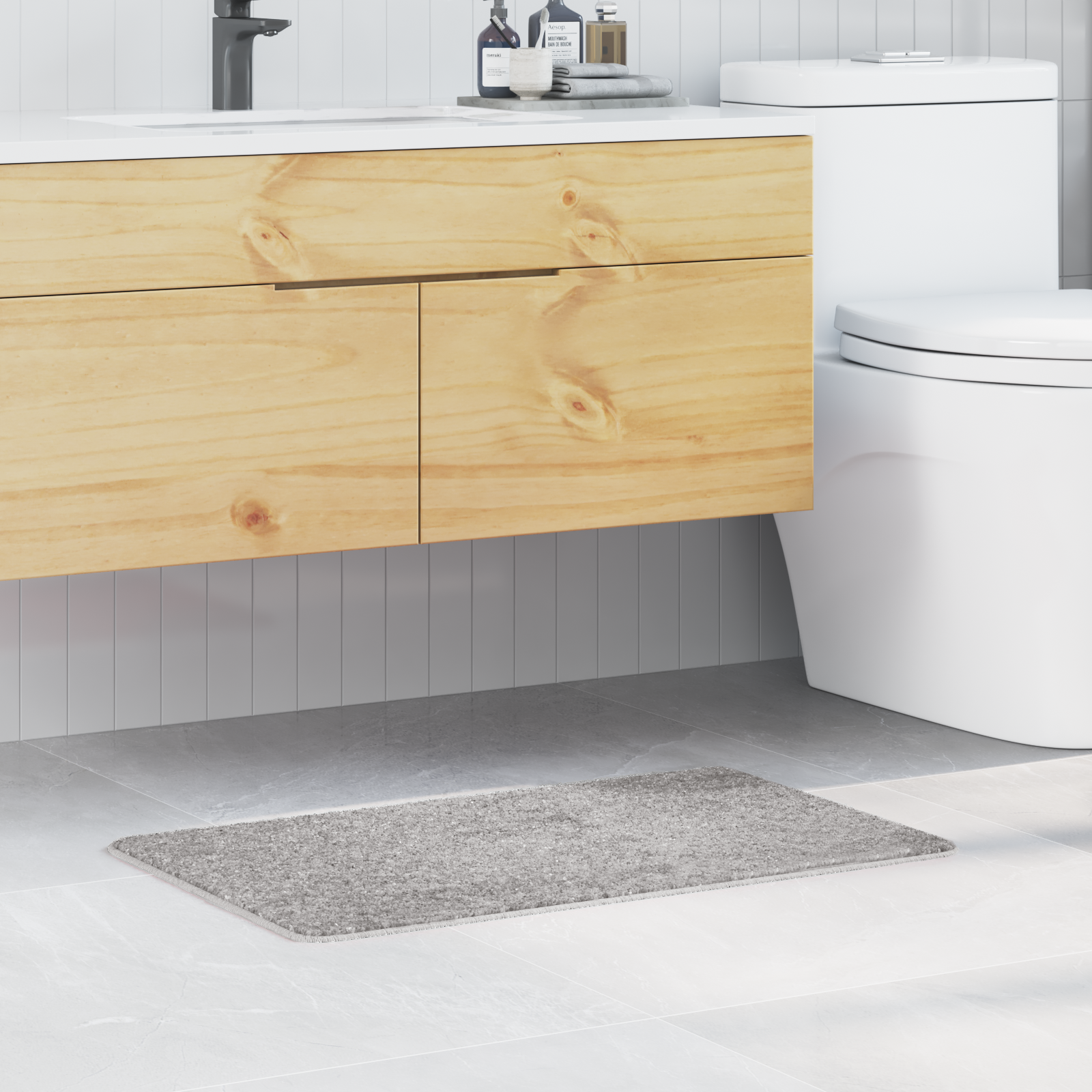 Tappetino Da Bagno Antiscivolo Grigio 50 X 80 Cm pp