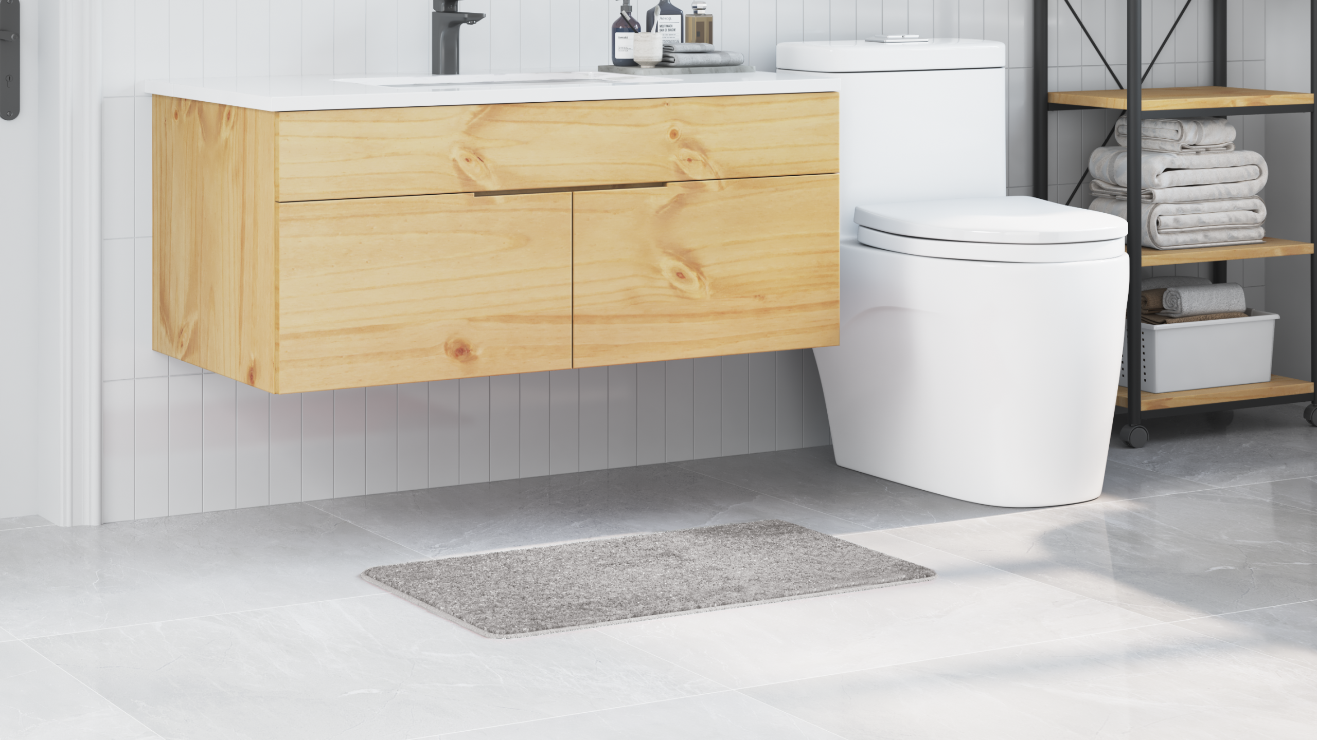 Tappetino Da Bagno Antiscivolo Grigio 50 X 80 Cm pp - Image 4