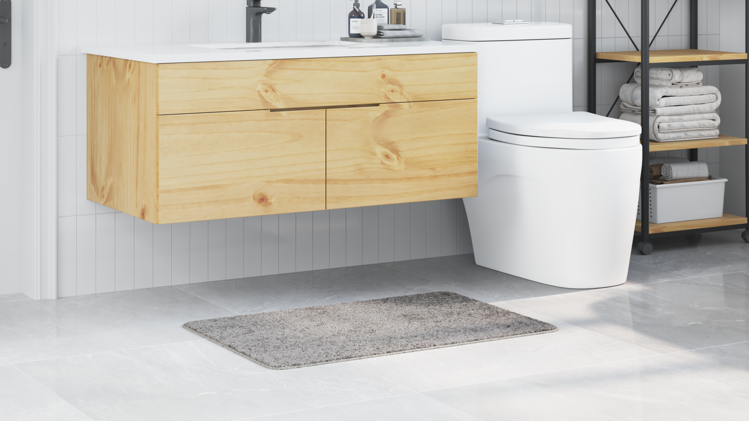 Tappetino Da Bagno Antiscivolo Grigio 60 X 90 Cm pp - Image 4