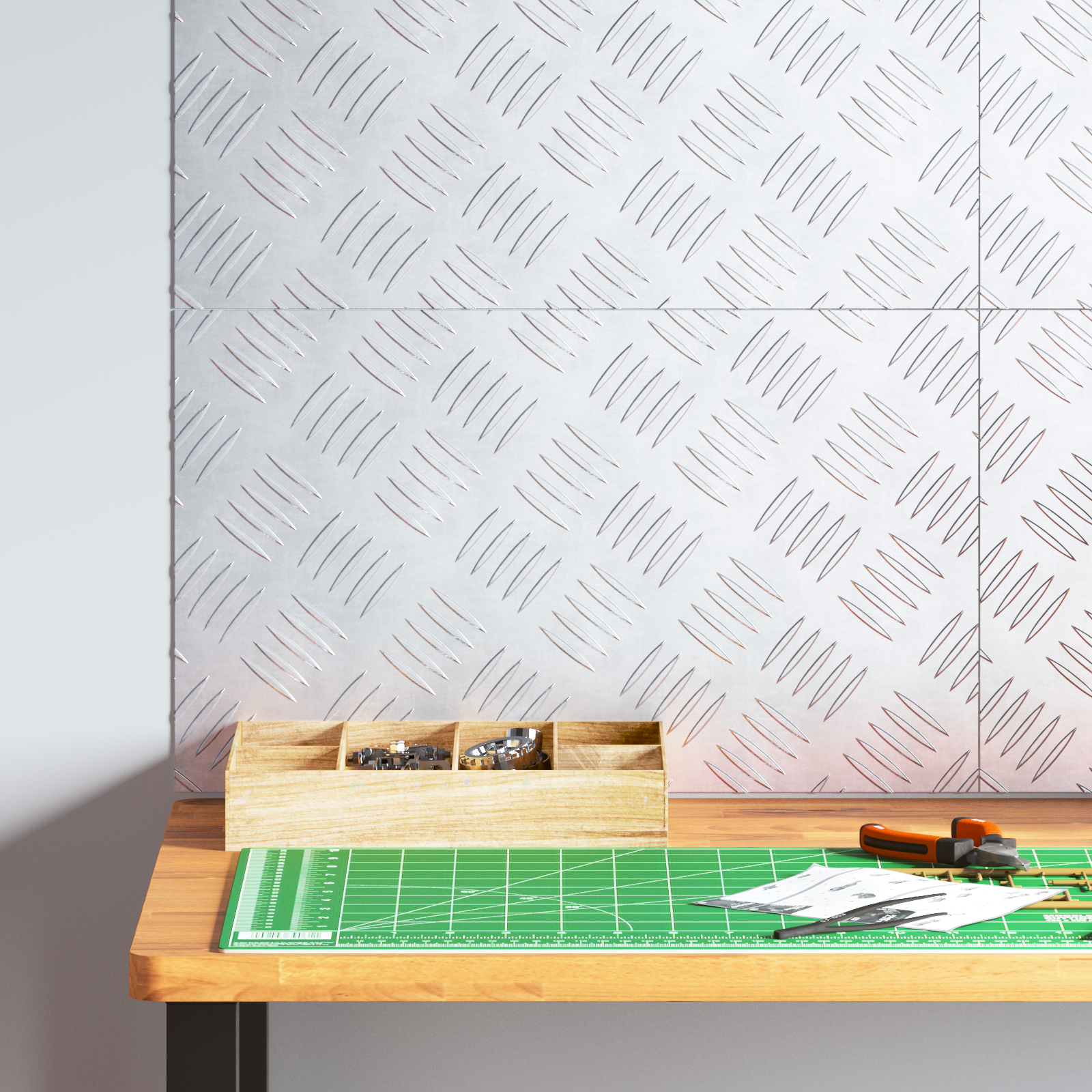 Dischi Quadrati 4 Pcs Argento 50 X 30 Cm Alluminio