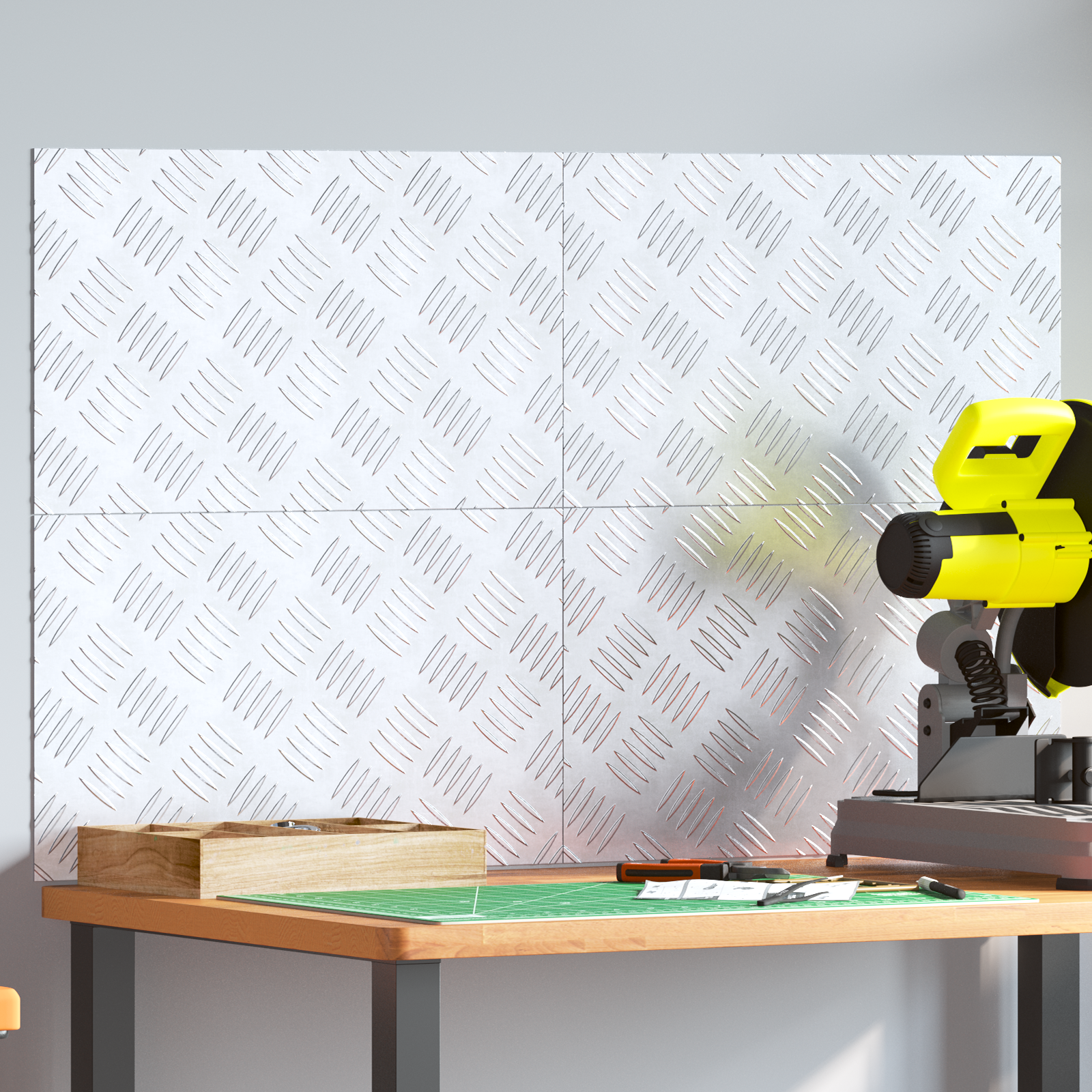 Dischi Quadrati 4 Pcs Argento 50 X 30 Cm Alluminio - Image 3