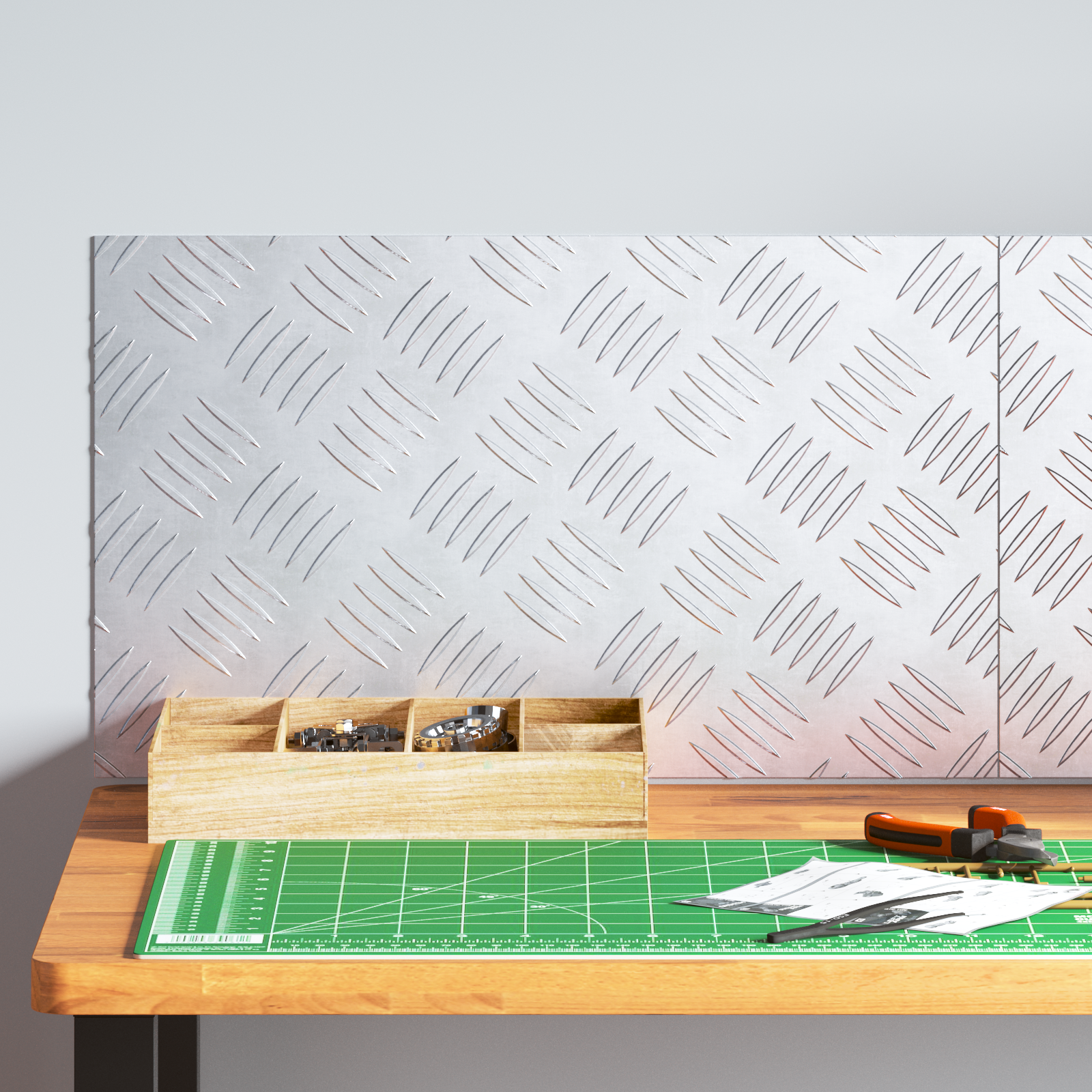 Dischi Quadrati 2 Pcs Argento 50 X 30 Cm Alluminio