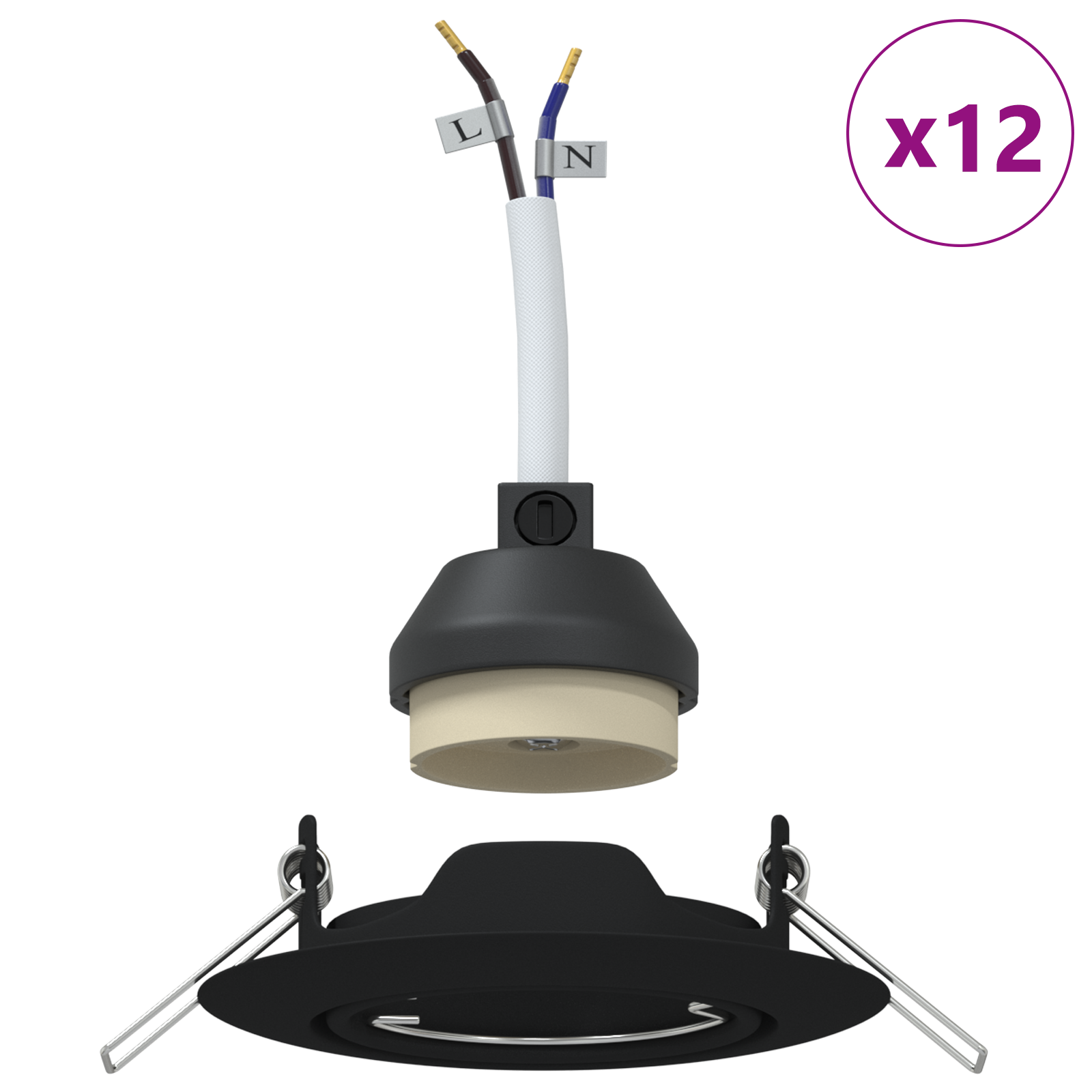 Spotlights Con I Riflettori 12 Pcs Nero 9 X 9 Cm Metallo - Image 4