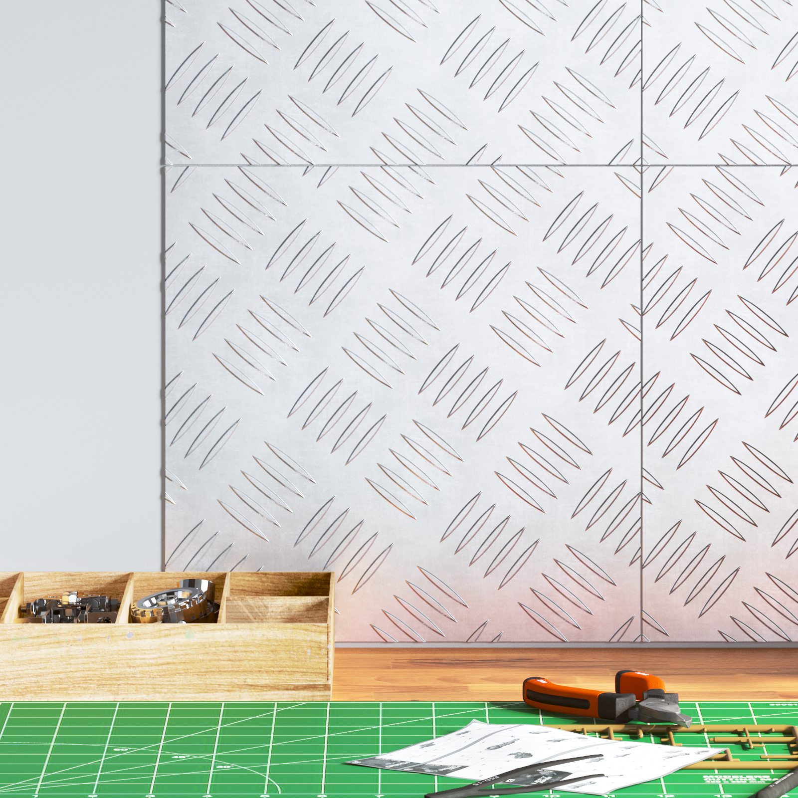 Dischi Quadrati 4 Pcs Argento 30 X 30 Cm Alluminio