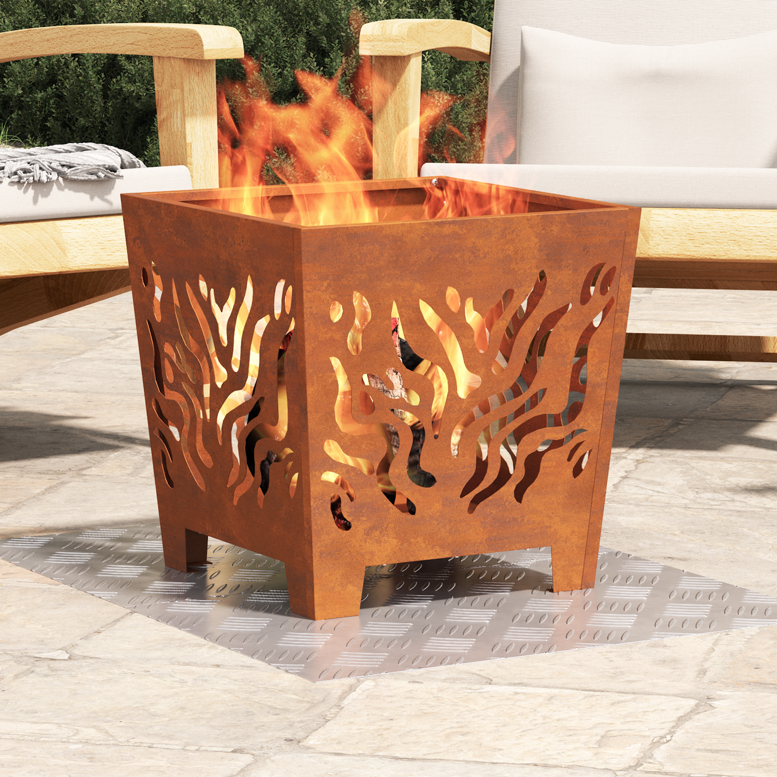 Dischi Quadrati 2 Pcs Argento 60 X 40 Cm Alluminio