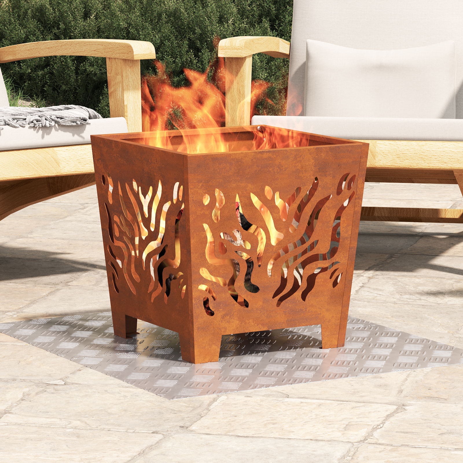 Dischi Quadrati 2 Pcs Argento 70 X 40 Cm Alluminio