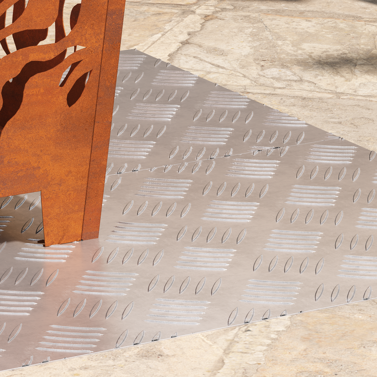 Dischi Quadrati 2 Pcs Argento 100 X 40 Cm Alluminio